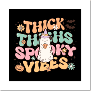 Retro Halloween Thick Thighs Spooky Vibes Posters and Art
